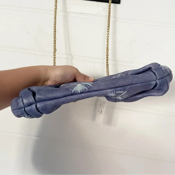 NWT Anthropologie Shibori Dyed Genuine Leather Blue Clutch